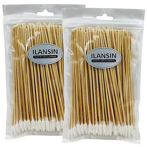 ILANSIN 6-Inch Pointed Cotton Swabs 200PCS - Biodegradable Bamboo Cotton Buds for Gun Cleaning and Precision Detail