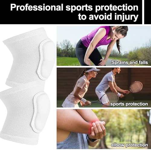 1 Pair Arm Brace Support Fitness Arm Knee Protector, Compression Breathable Elbow Pads Thick Sponge Support Breathable Compression Braces for Basketball Tennis Football Skating (White)