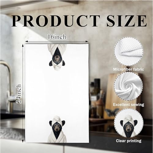 Black Bear Hand Towels – 16x24 Inch, Wild Animal Decor, 02color