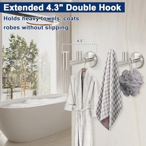 NearMoon Stainless Steel Double Towel Hook - Wall Mounted 2 Pack