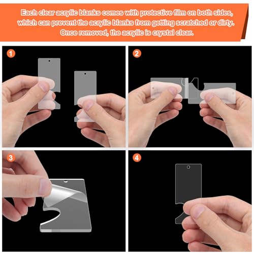 Rectangle Split Acrylic Christmas Ornaments Blanks - Clear Keychain Discs, 20 Pcs, 3 x 7cm