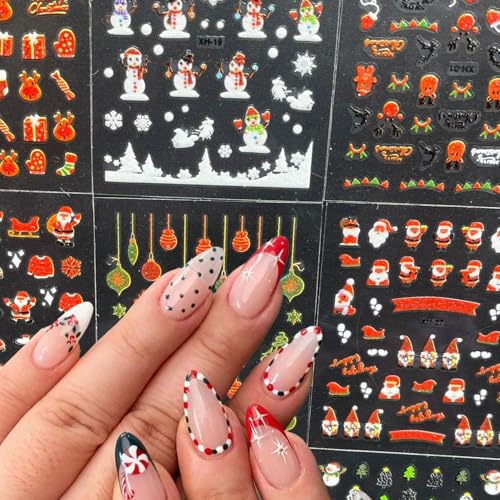 Dulyork 30 Sheets Christmas Nail Art Stickers 3D Adhesive Snowflake Decals