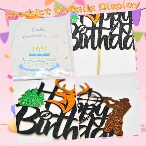 Hunting Cake Topper - Happy Birthday Deer Hunter Decoration