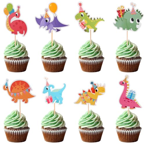 32 Dinosaur Cupcake Toppers - Cute Dino Picks for Parties
