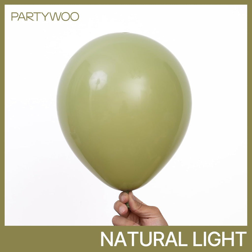 PartyWoo Sage Green Balloons - 100pcs Latex Balloon Arch Kit for Weddings & Birthdays | 5-18 Inch Sizes