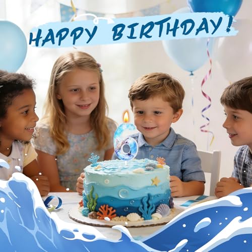 Shark Birthday Number Candle 0 - Fun Cake Topper for Parties