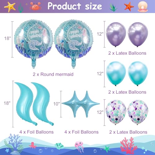 Mermaid Birthday Decorations 40 Inch Giant 4 Years Old Foil Balloons