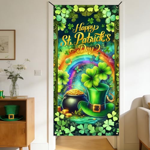 St. Patrick's Day Banner Shamrock Party Backdrop Sign 71x35 Inch