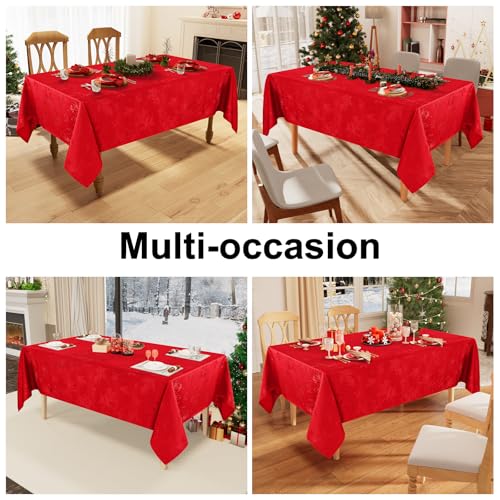 52x70 Inch Waterproof Jacquard Tablecloth for Holiday Dining & Events