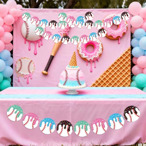 Yexiya Ice Cream Baseball Theme Party Banner - 4 Pcs Hanging Decor