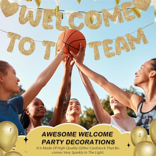 Fulmoon Champagne Gold Welcome to The Team Banner – Prestrung Party Decoration