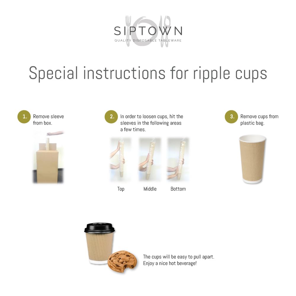 Ripple Paper Cups for Coffee & Tea Made in USA | Bulk for Home, Office, Restaurants & Coffee Shops | Recyclable, Insulated, & Disposable To-Go Cups for Hot Beverages (8oz -500 Count)
