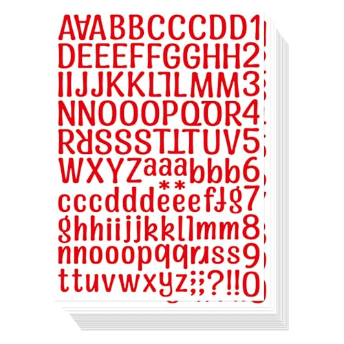 12 Sheets Red Self-Adhesive Letter & Number Stickers for Graduation Cap DIY