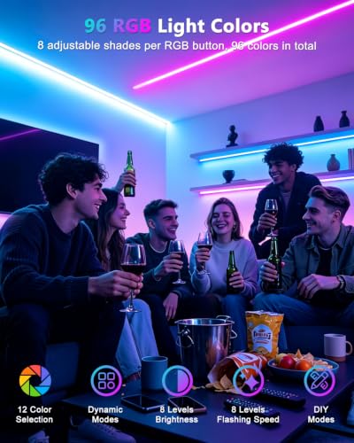 32.8ft RGB LED Strip Lights Kit with Remote, Ultra Bright, Color Changing for Home & TV