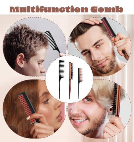 3-Piece Professional Hair Teasing Comb Set for Volume Boost and Backcombing