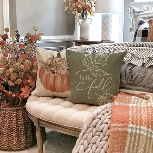 PANDICORN Fall Throw Pillow Covers Set of 4 - 18x18 Pumpkin Decor