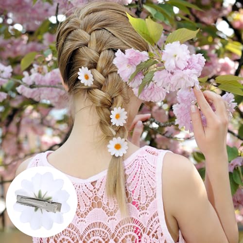 Aiyorse 10 Pcs White Daisy Flower Hair Clips for Women Wedding