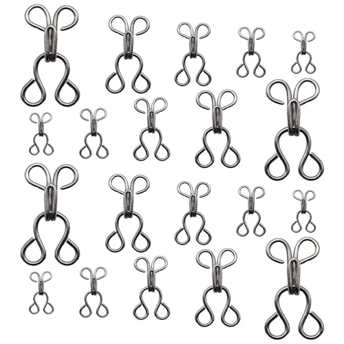 Lilaly 100 Sets Gun Black Hooks and Eyes for Sewing and Clothing Repair