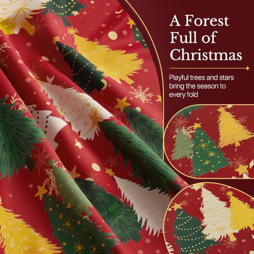 NICETOWN Red Christmas Cafe Curtains 29x36 Inches - 2 Panels, Rod Pocket