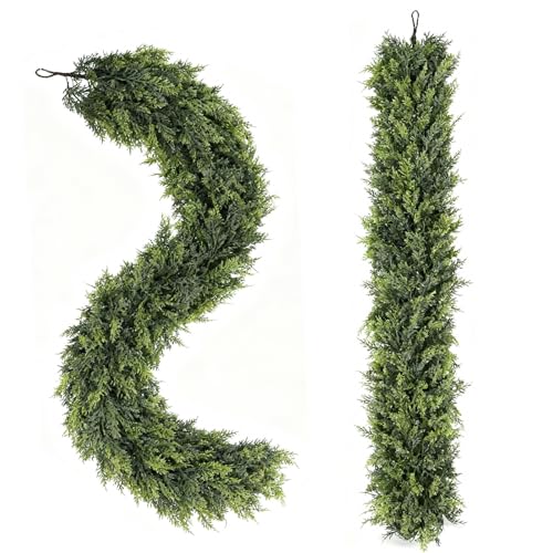 Artificial Cedar Garland - 6FT Holiday Christmas Wreath Decoration, 2PCS - Variation of Cedar Garland