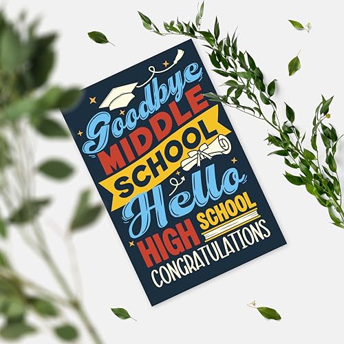 Goodbye Middle School Graduation Card for Boys & Girls - Celebrate 8th Grade Success