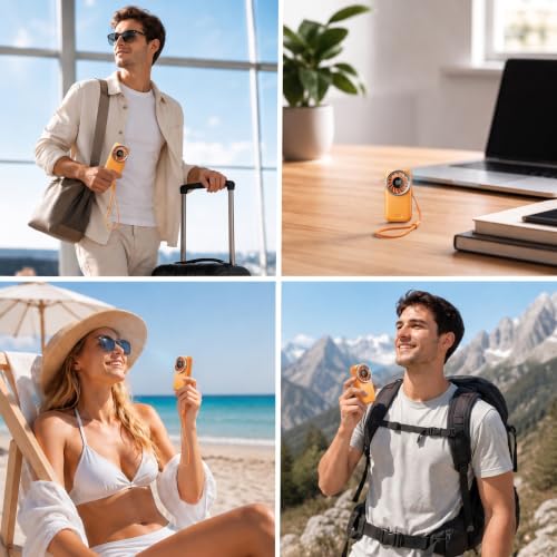 Fanadith Mini Portable Fan with LED Display - 5 Speeds, USB Rechargeable, Handheld Design for Travel & Outdoor Use