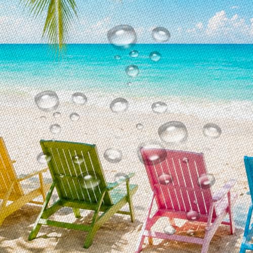 Colorful Beach Shower Curtain 70" x 70" - Tropical Palm & Ocean Scene