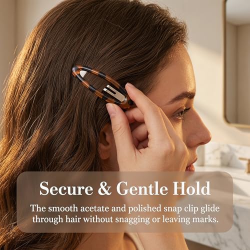 8 Pcs Enamel Metal Hair Barrettes Snap Clips Non-Slip Hairpins
