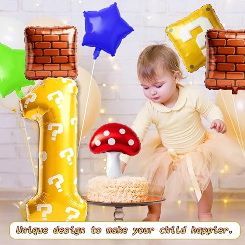 40 Inch Giant Number 1 Balloon Set for Video Game Birthday Party