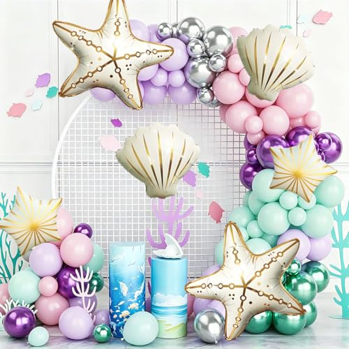 6Pcs Ocean-Themed Starfish and Seashell Balloons Set