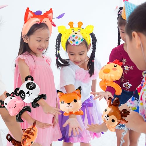 Libima 120 Pcs Inflatable Animal Headbands & Wristbands Party Set - Assorted Styles