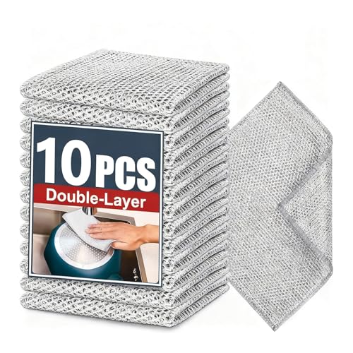 Double-Layer Wire Cleaning Cloths - Non-Scratch Dishcloths (10 Pack)