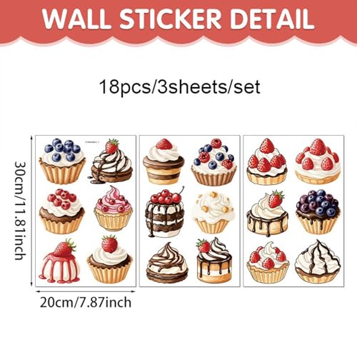 Cupcake Window Clings 18Pcs Static PVC Dessert Decals Reusable