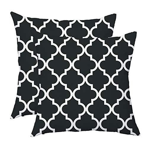 TAOSON Geometric Throw Pillow Covers, 18x18 Inch Black & White, Set of 2