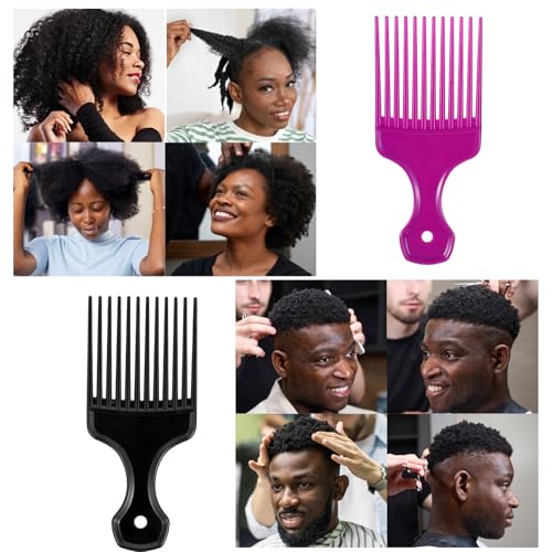 2-Piece Afro Pick Hair Comb Set Wide Tooth Detangling Combs