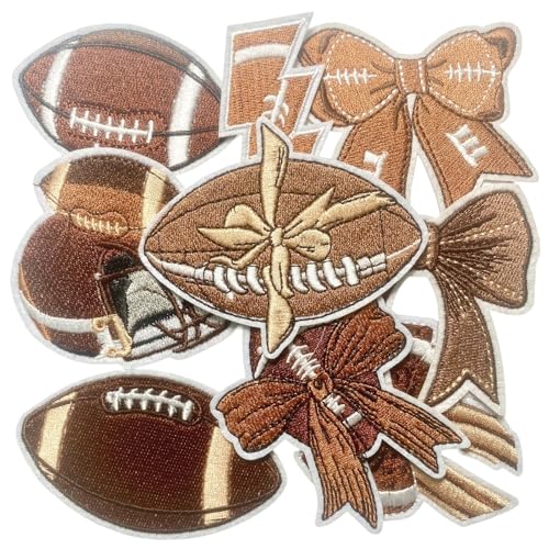 9 Pcs Soccer Iron On Patches - Brown Embroidered Applique for DIY
