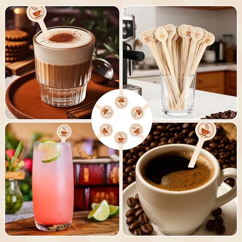YANPROG 100-Pack Wooden Coffee Stir Sticks 5.9 Inch Natural Birch, Disposable for Coffee & Drinks