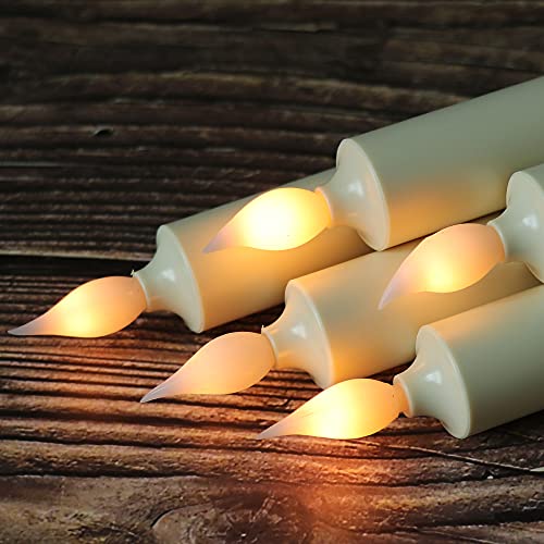 6 Pack Flameless Window Candles with Gold Holders and Remote Timer - Battery Operated