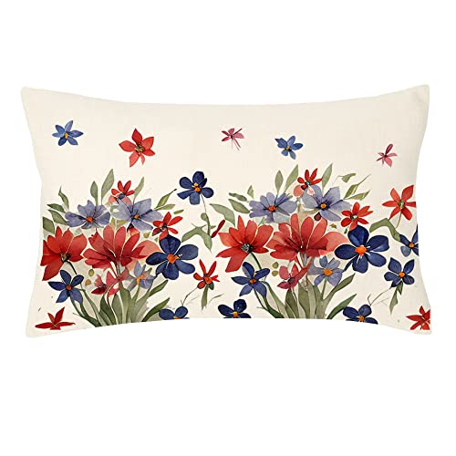 RABUSOFA 4th of July Patriotic Pillow Cover 12x20 - Red, Pack of 1