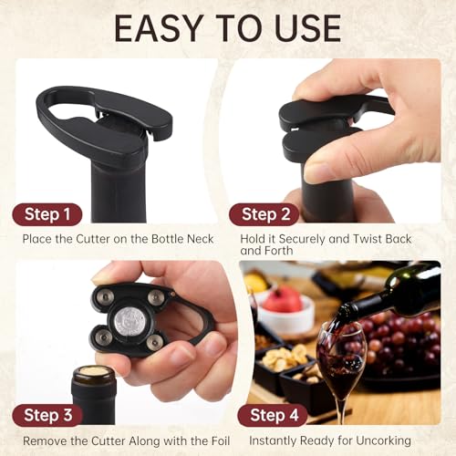 Magnetic Wine Foil Cutter Set - 3 Pack with Stainless Steel Blades
