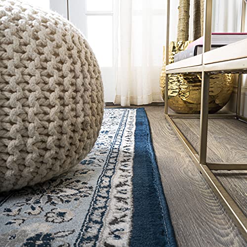 JONATHAN Y Palmette Modern Floral Navy/Blue Runner Rug, 2x10, Vintage, Bohemian, Easy-Cleaning for Living Room, Bedroom, Kitchen, Pet Friendly, Non-Shedding (MDP503D-210)