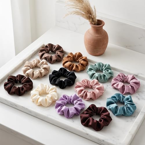 Fiuyorl Satin Silk Scrunchies 24 Pcs - Soft Hair Ties & Ponytail Holders