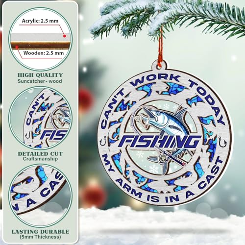 Fishing Christmas Ornament - Suncatcher Fisherman Gift for Tree