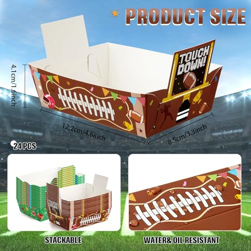 WERNNSAI 24 Pcs Football Snack Trays | Unique Designs for Parties