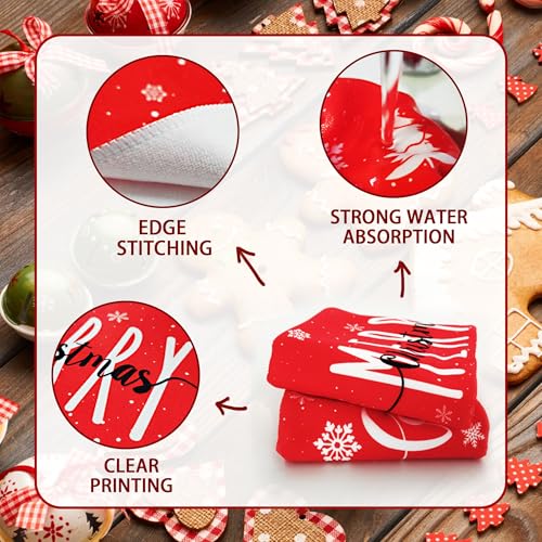 Christmas Hand Towels Set of 2 - Snowflake Holiday Decor, Soft & Absorbent