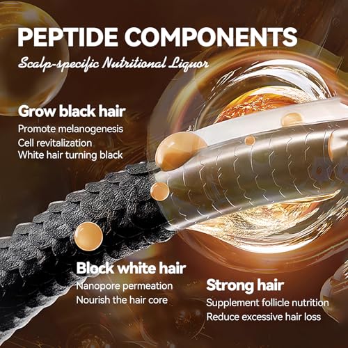 AKARY Peptide Gray Hair Cover Stick & Comb - Waterproof Root Concealer (Black)