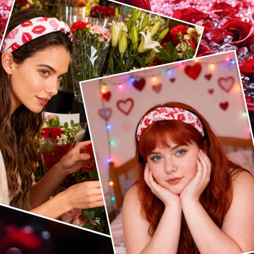 Valentine Red Lips Knotted Headband for Women and Holiday Parties