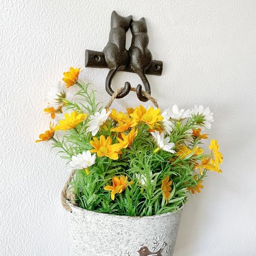 Rustic Cast Iron Cat Wall Hook - Heavy Duty Decorative Coat & Key Hanger