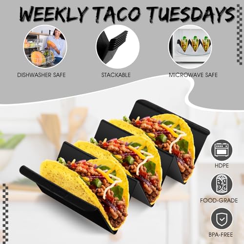 Baderke Taco Holder Stand Set of 6 - BPA Free, Dishwasher Safe
