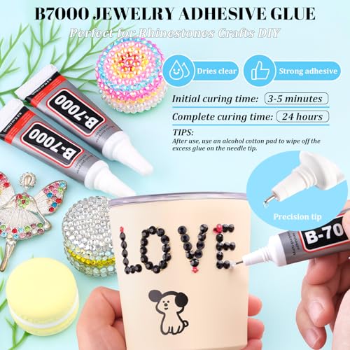 BELLEBOOST Resin Flatback Rhinestones Kit with B7000 Glue and Tools